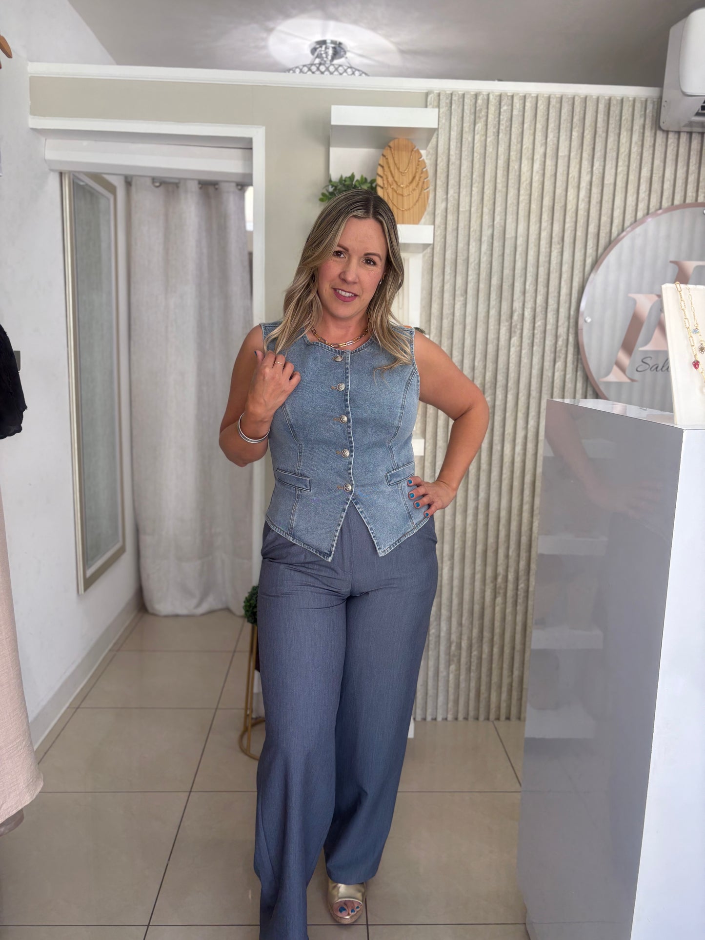 Denim Vest Top