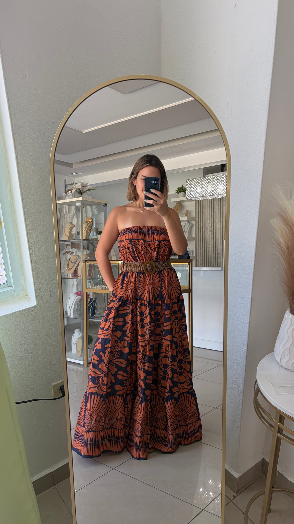 Italy Dress Terracota & Blue