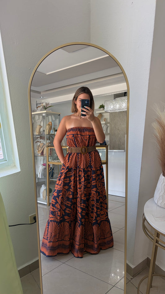 Italy Dress Terracota & Blue