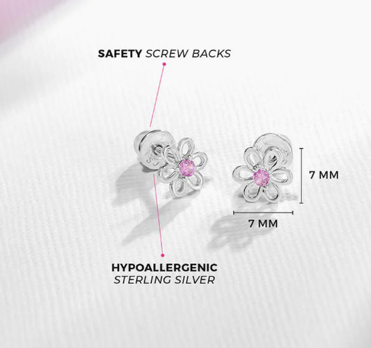 Flor plata earrings