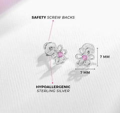 Flor plata earrings