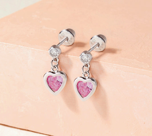 Colgante corazón rosa earrings