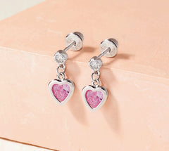 Colgante corazón rosa earrings