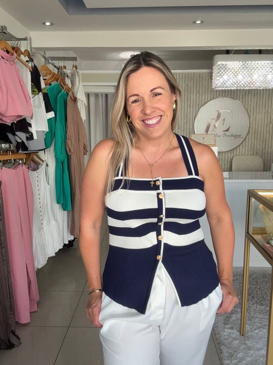 Navy & White cruzy top