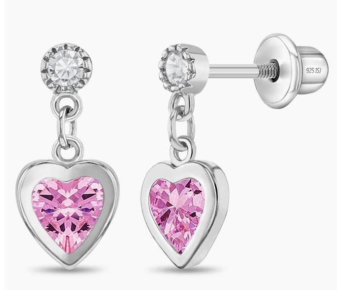 Colgante corazón rosa earrings