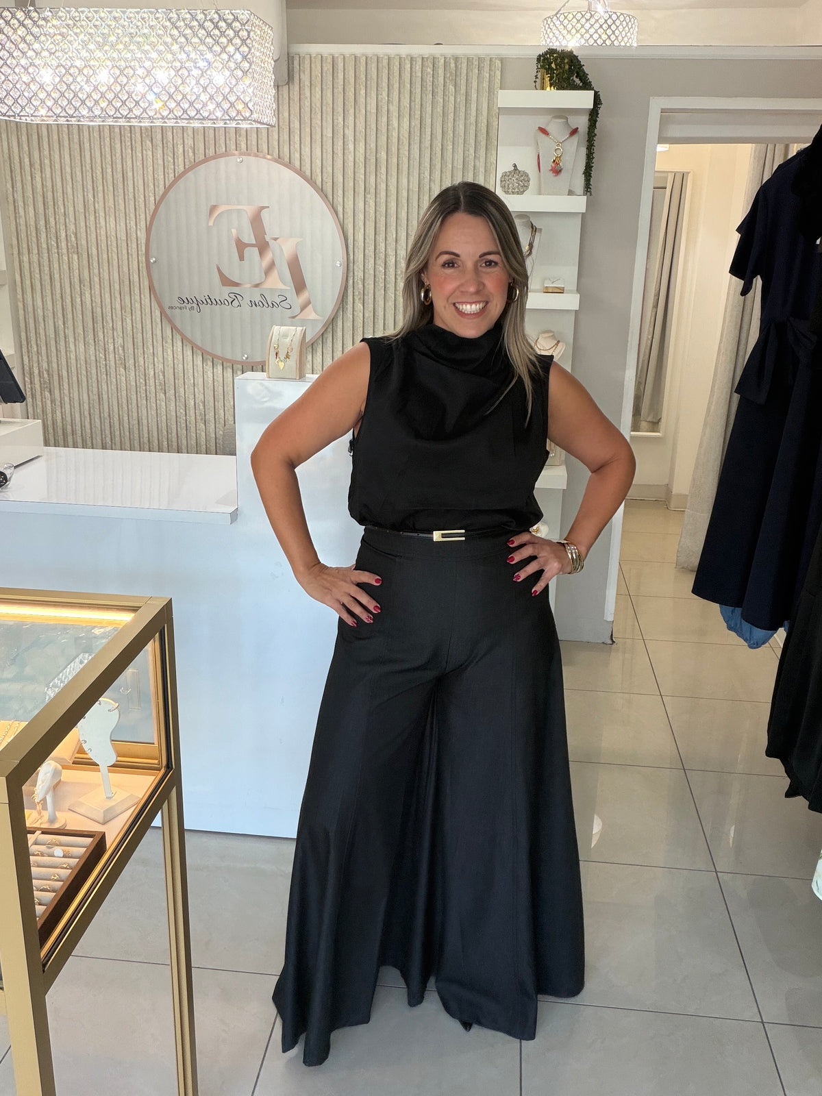 Black satin top