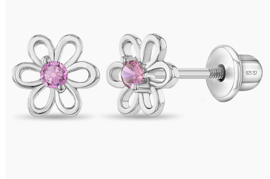 Flor plata earrings