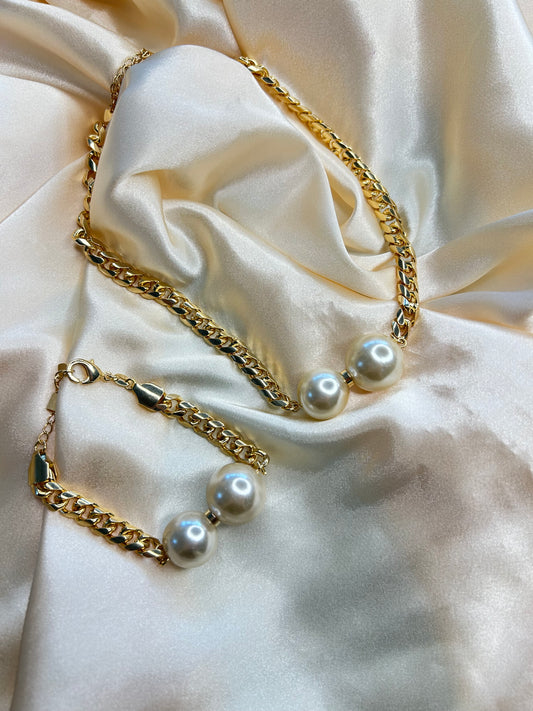 Set Perlas collar y pulsera