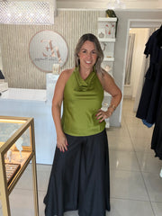 Satin green top