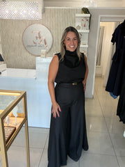 Black satin top