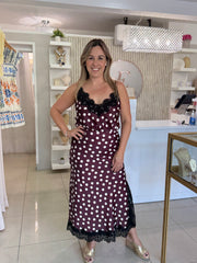 Polka Dots Burgundy Top