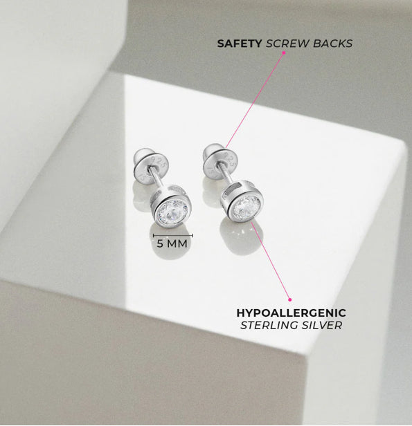 Round Bezel Earrings