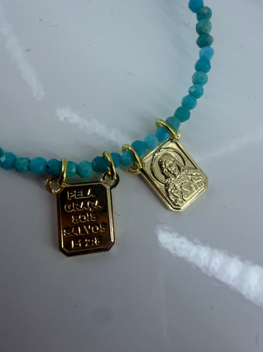 Collar perlas azules
