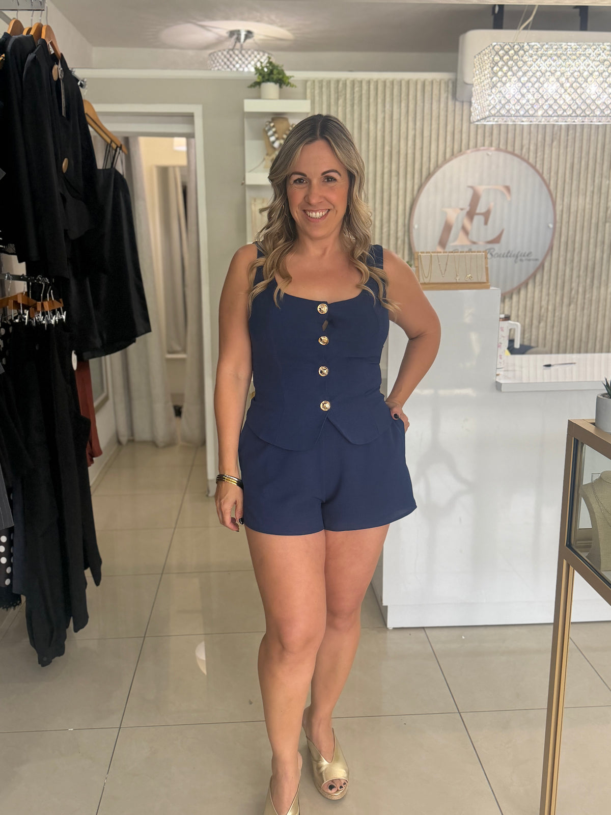 Navy Short Set