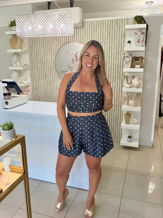 Denim polka set