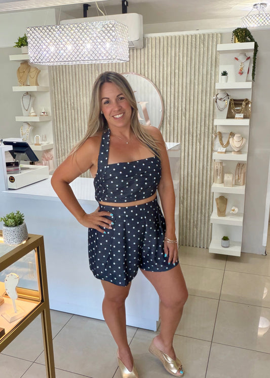 Denim polka set