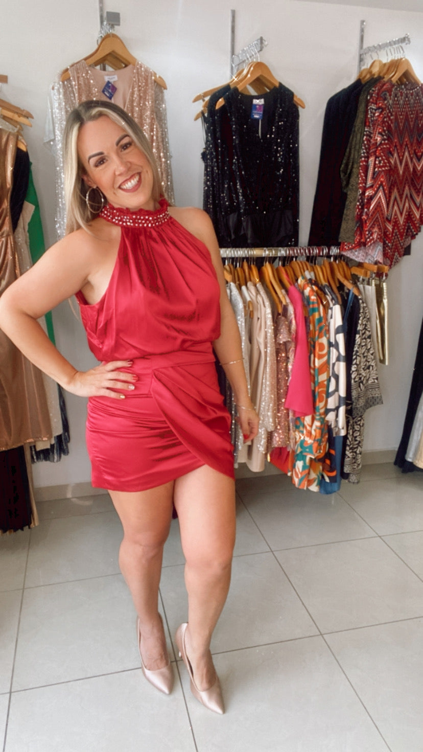 Red party dress