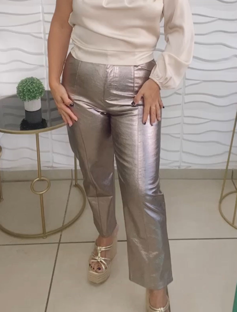 Charcoal Gray Metallic Pant